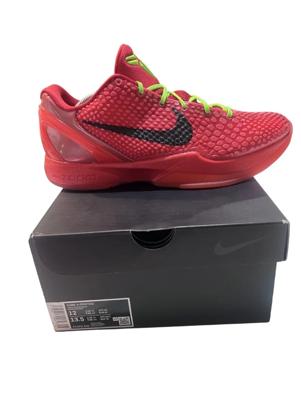 Nike Zoom Kobe 6 Protro Reverse Grinch Men's Size 12 FV4921-600 Basketball